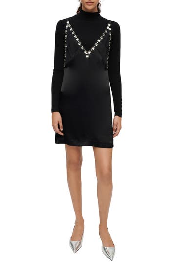 Maje Radeau Mini Dress In Black