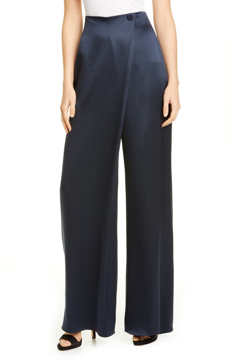 CUSHNIE High Waist Wide Leg Silk Pants, Main, color, 