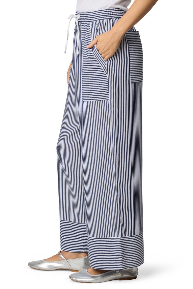 Ellie Stripe Wide Leg Drawstring Pants, Alternate, color, NAVY BLUE/ WHITE