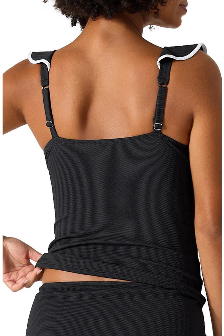 Island Cays Cabana Ruffle Tankini Top, Alternate, color, BLACK