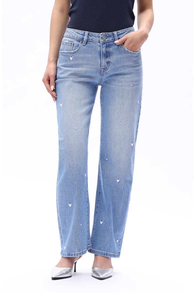 Flora Mid Rise Barrel Leg Jeans, Main, color, MEDIUM BLUE