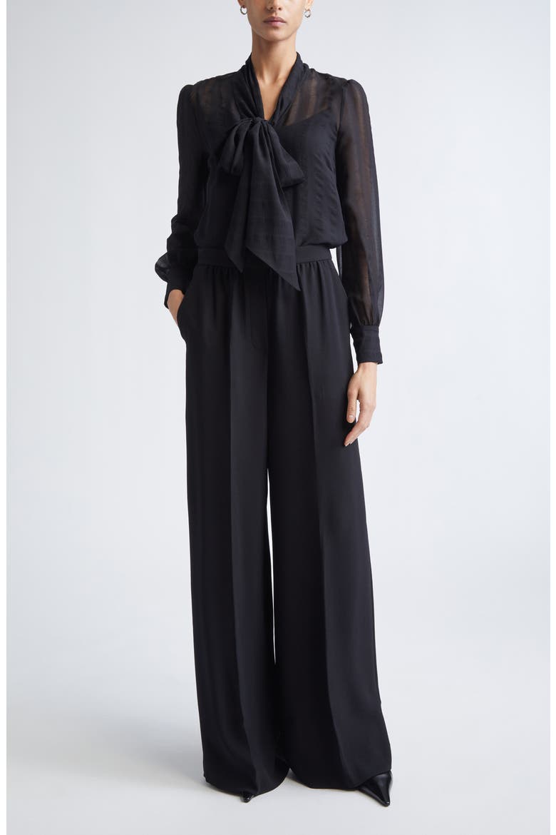 Shadow Stripe Crinkle Georgette Shirt, Alternate, color, BLACK