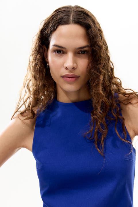 Open-back twill dress