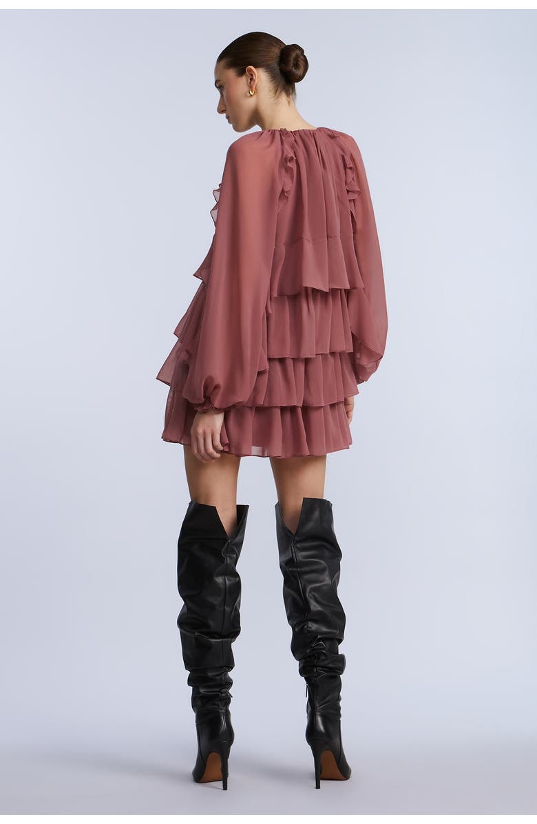 BCBGMAXAZRIA Chiffon Ruffle Mini Dress, Alternate, color, Renaissance Rose