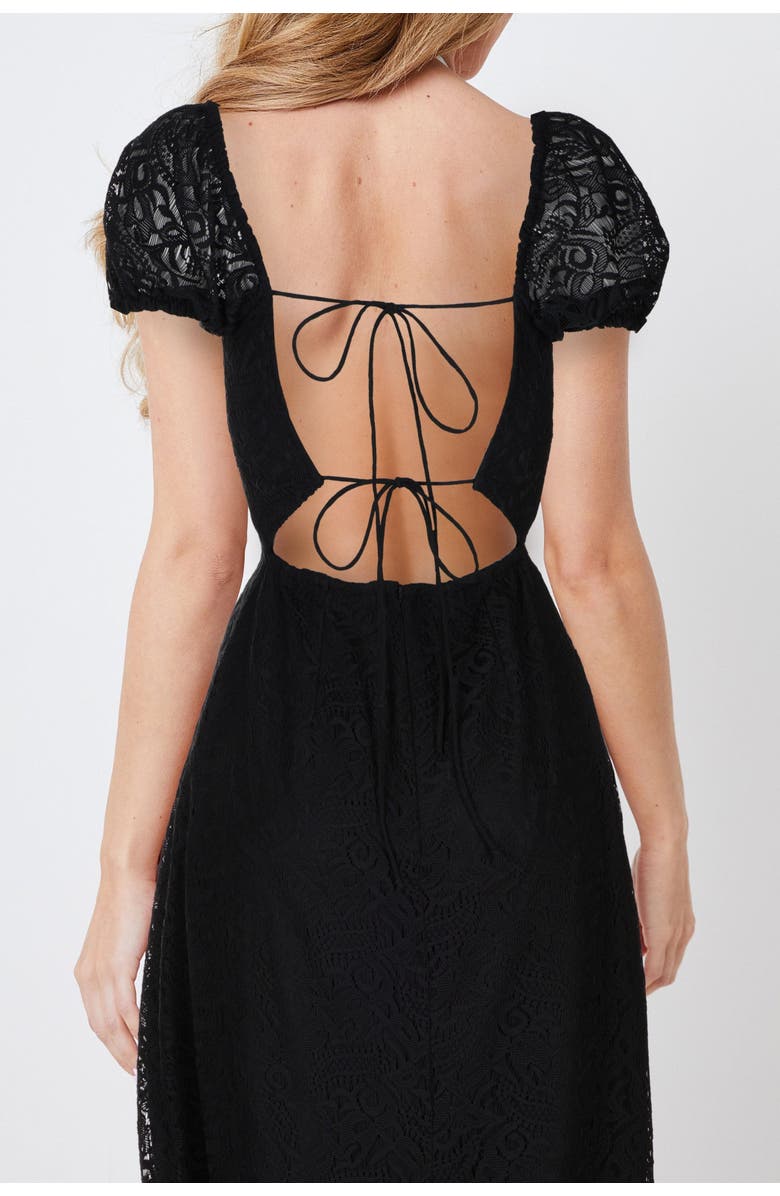 CREEA the Label Lace Puff Sleeve Open Back Midi Dress, Alternate, color, 