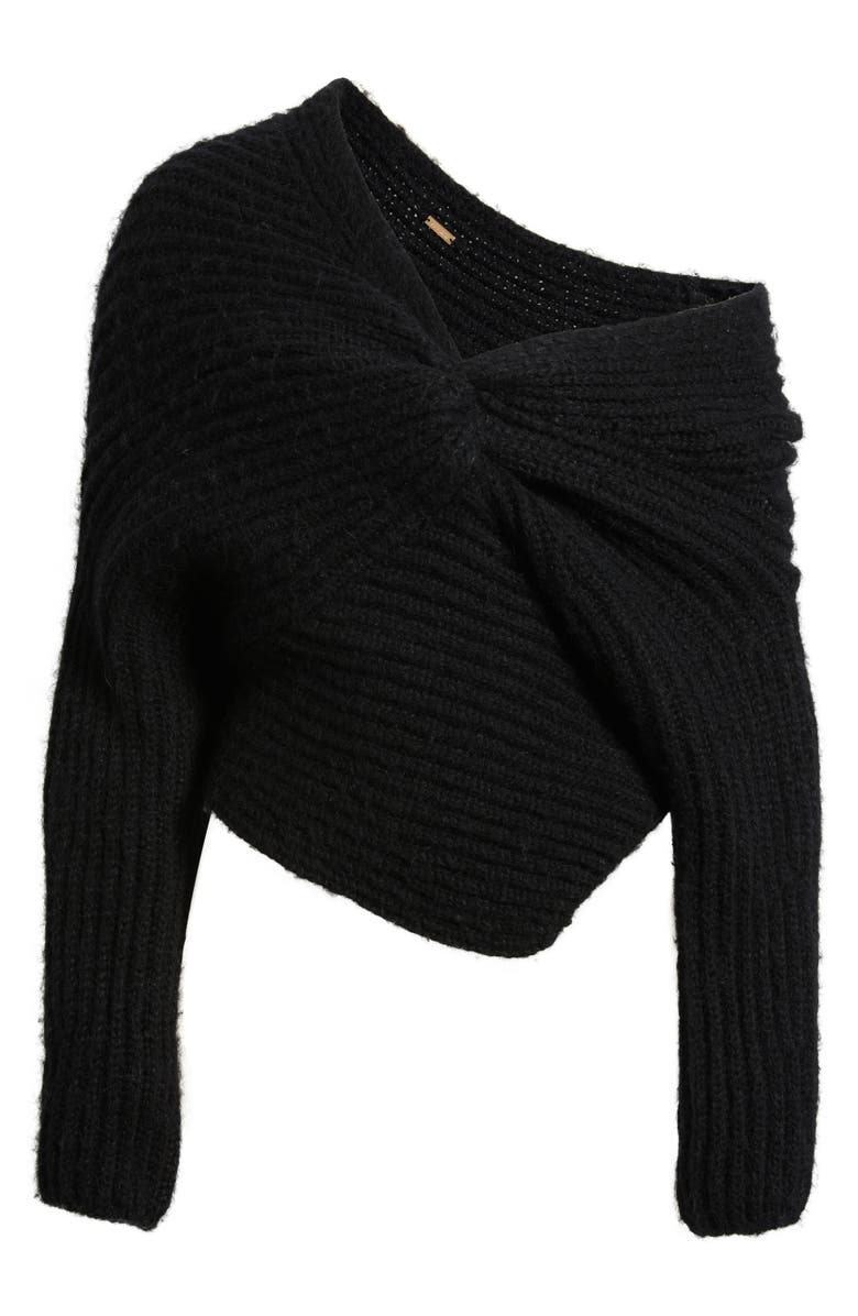 Cult Gaia Lea Knit Off the Shoulder Sweater, Alternate, color, Black
