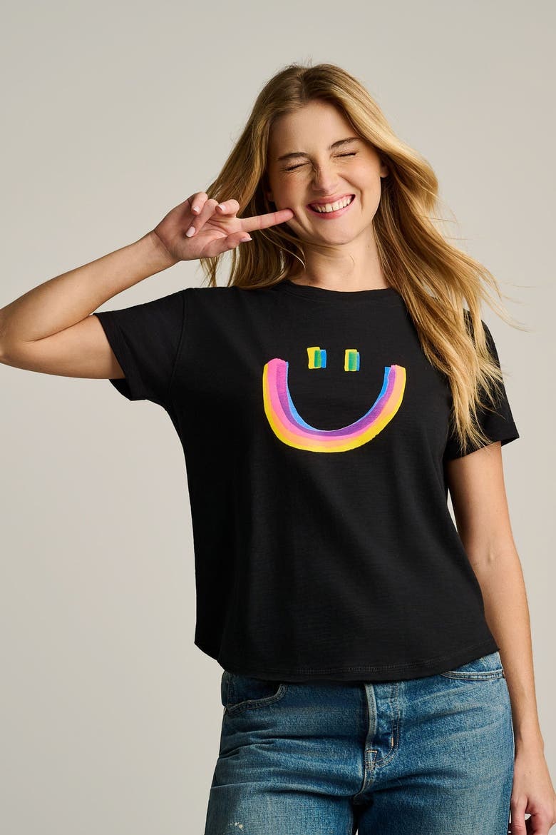 All Smiles Cotton T-Shirt, Alternate, color, Black