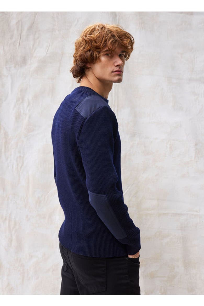 CONDOR II - Breton Sweater with Canvas Shoulder and Elbow Patches, Alternate, color, Navy