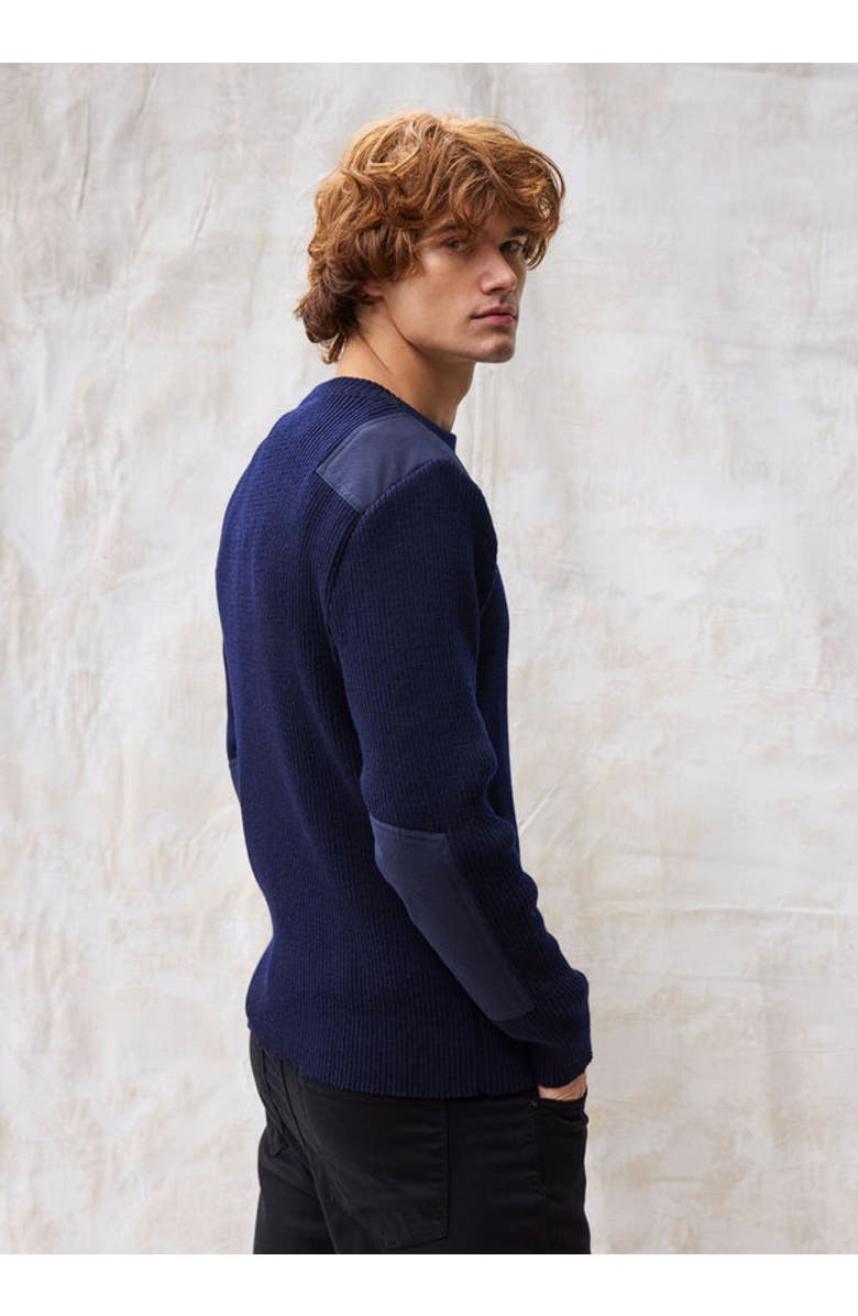 Saint James CONDOR II - Breton Sweater with Canvas Shoulder and Elbow Patches, Alternate, color, Navy