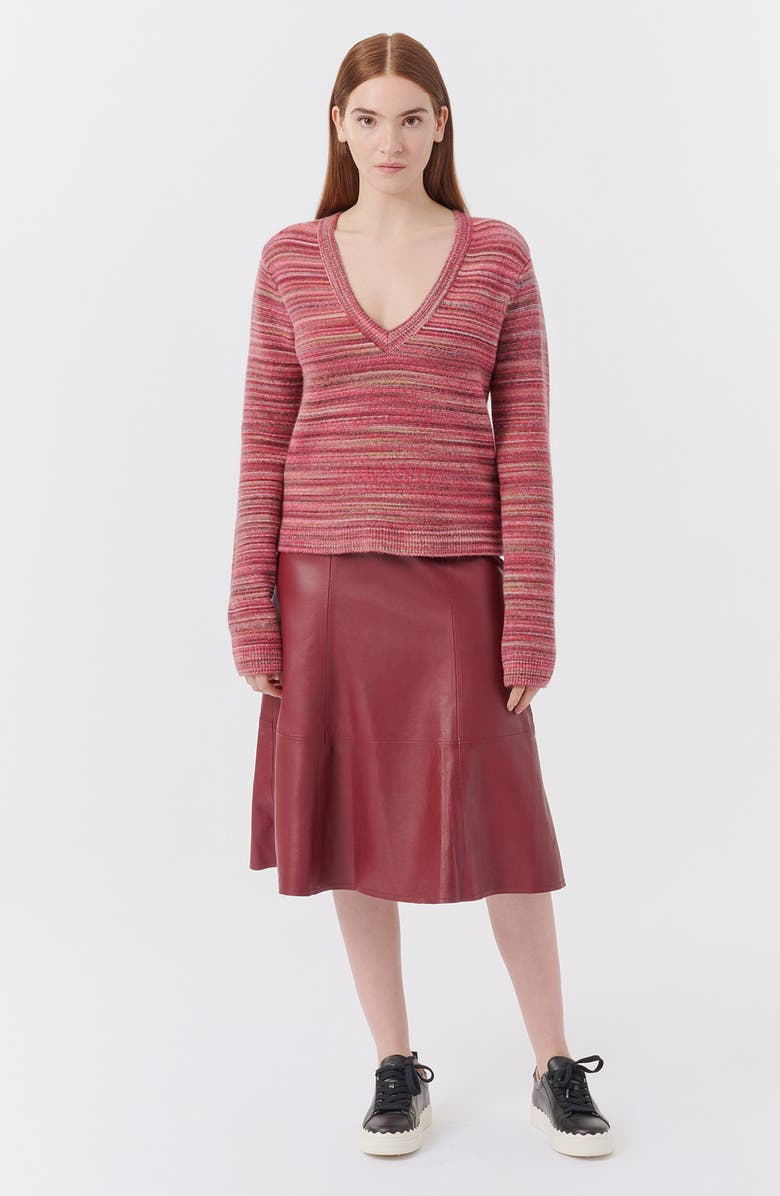 ATM Anthony Thomas Melillo Flare Leather Midi Skirt, Alternate, color,