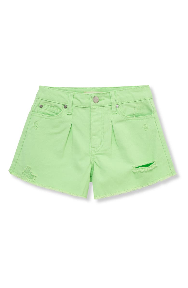Habitual Kids Kids' Frayed Pleated Denim Shorts, Main, color, Light Green