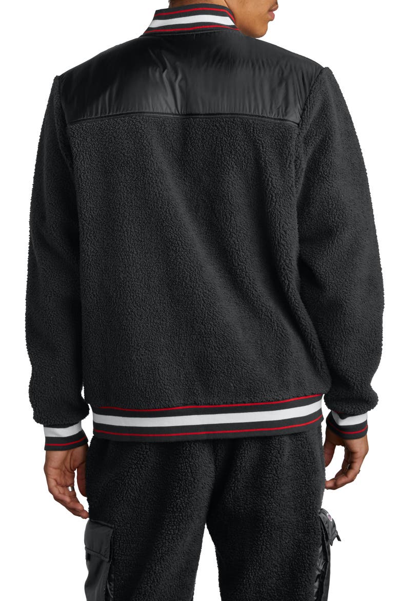 Fleece Baseball Jacket, Alternate, color, BLACK
