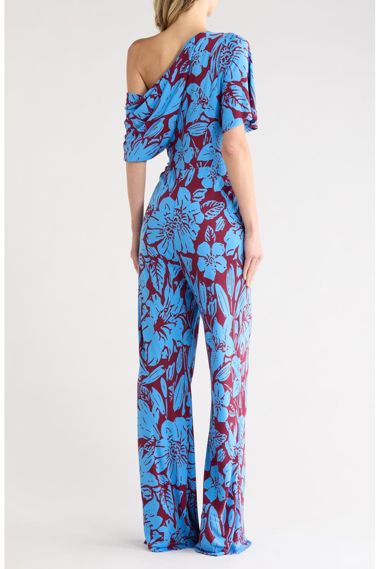Wittrock Floral One-Shoulder Short Sleeve Jumpsuit, Alternate, color, ILIAD FLORAL MEDIUM BURG