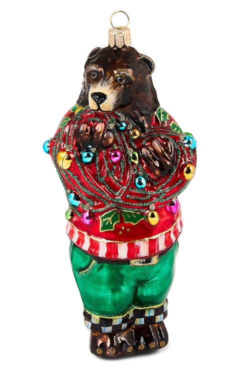 Deck the Halls Bear Glass Ornament