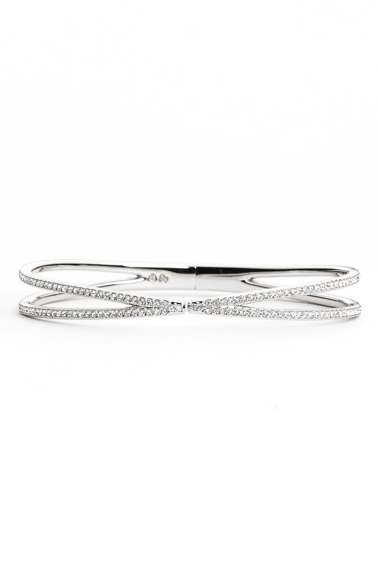 Nadri Pavé Hinged Crossover Bracelet, Main, color,