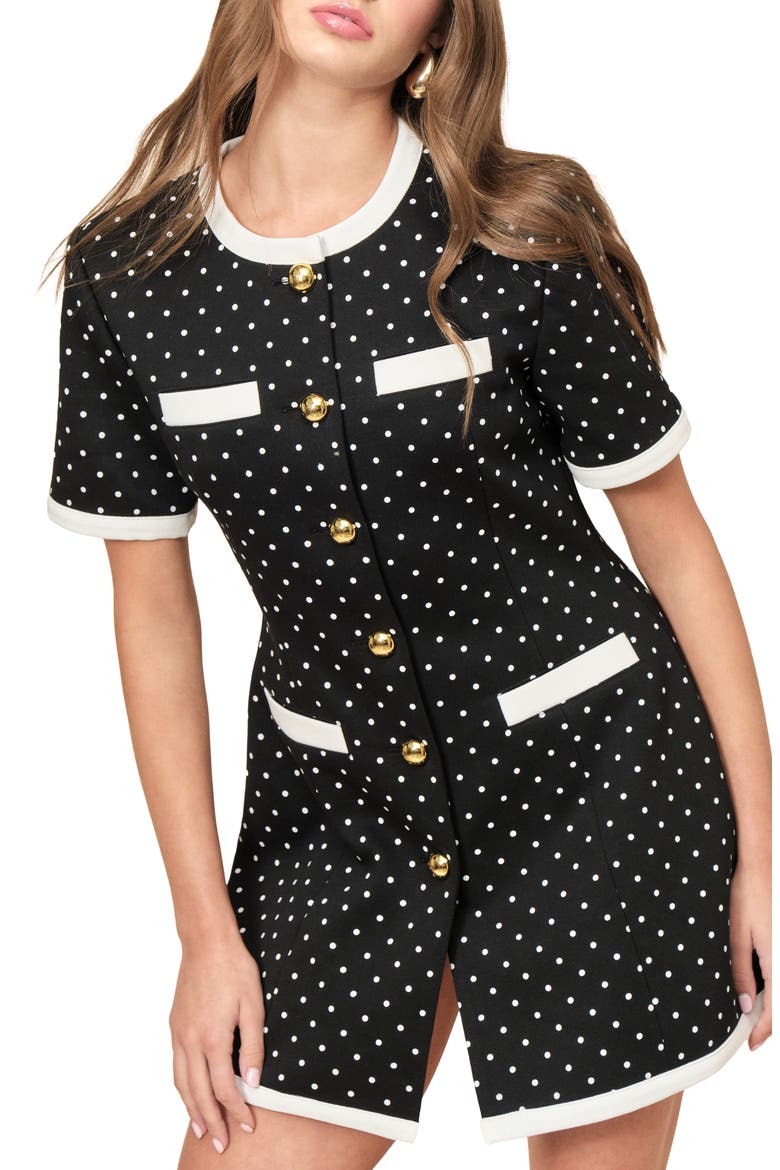Taylor Polka Dot Minidress, Alternate, color, BLACK WHITE DOTS