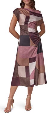 Donna Karan New York Colorblock One-Shoulder Twill Midi Dress