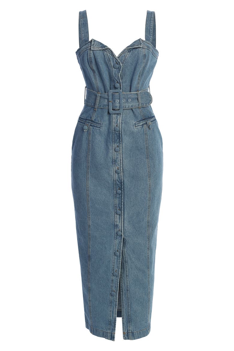 Celene Denim Maxi Dress, Alternate, color, BLUE