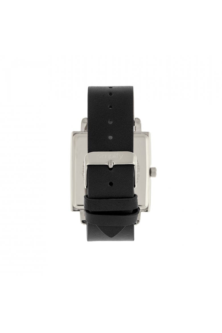 The 5000 Leather-Band Watch, Alternate, color, Black/White