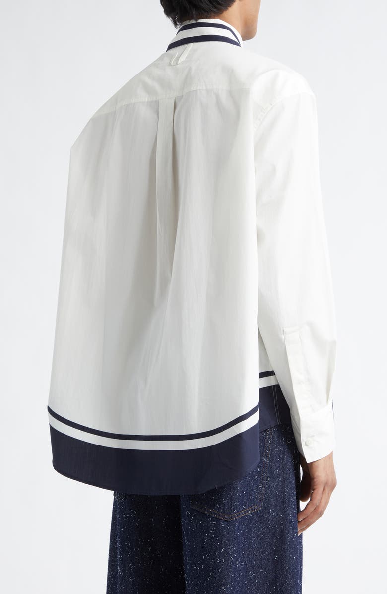 Jacquemus La Chemise Camargue Cotton Button-Up Shirt, Alternate, color, Blue Shovel Placement Print