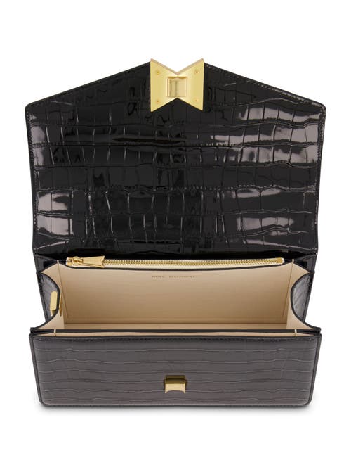 MAC DUGGAL MAC DUGGAL GOLD PLATED HARDWARE CROCODILE LEATHER SHOULDER BAG