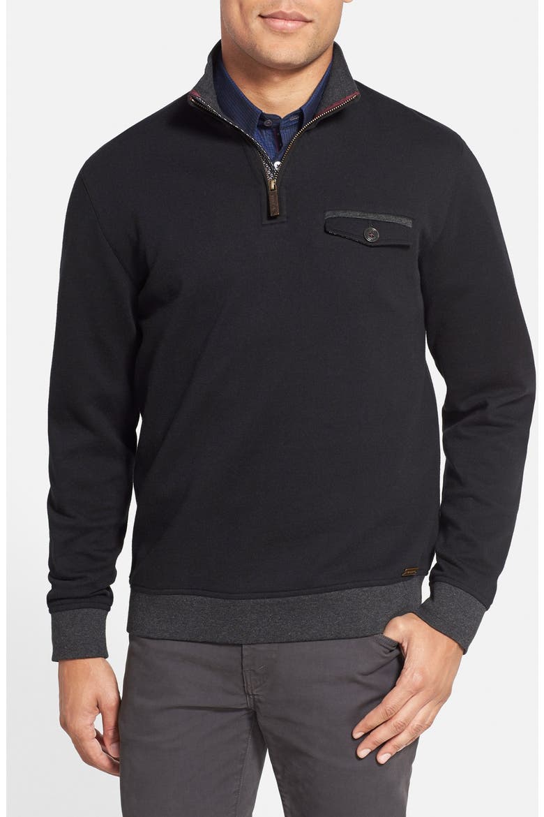 'Newbevy' Quarter Zip Sweatshirt, Main, color, BLACK