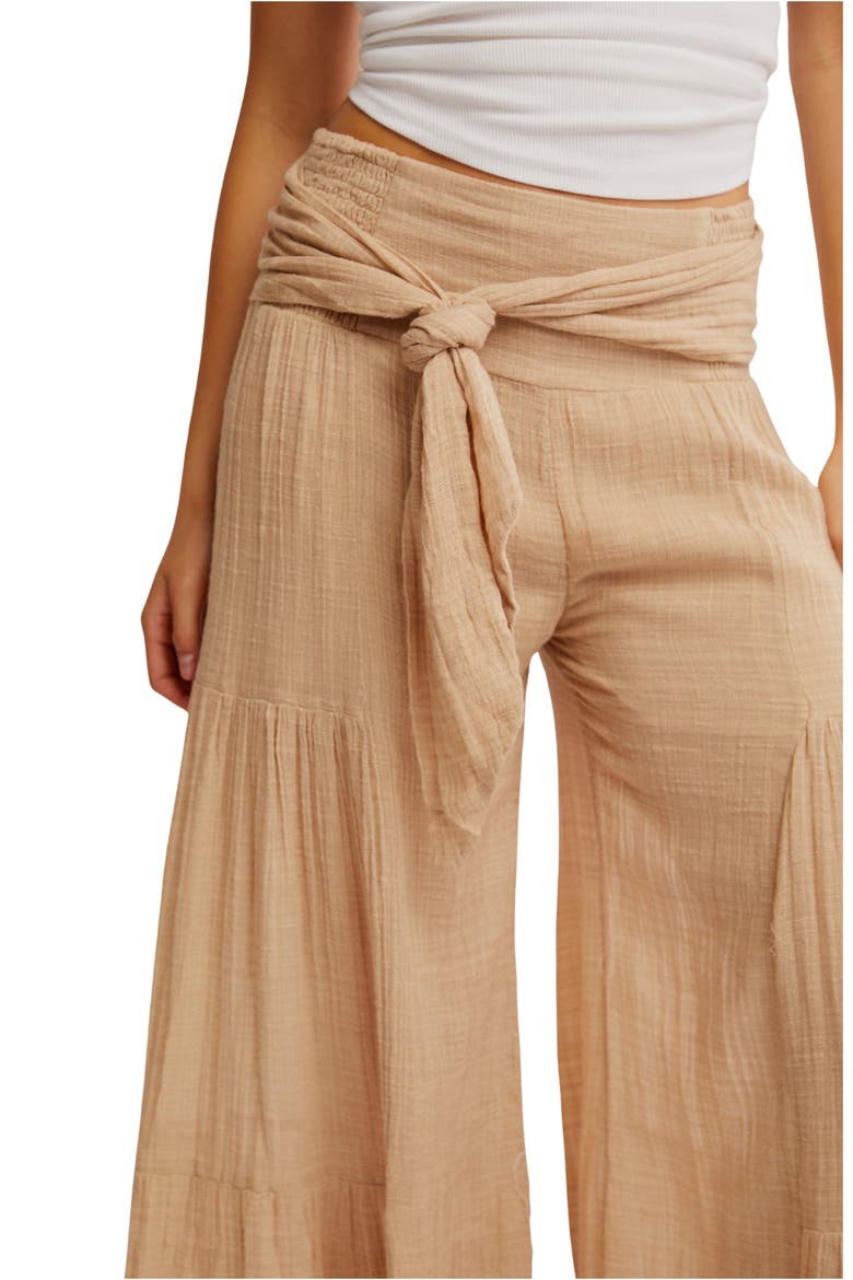 Good Day Tie Waist Wide Leg Pants, Alternate, color, SAND