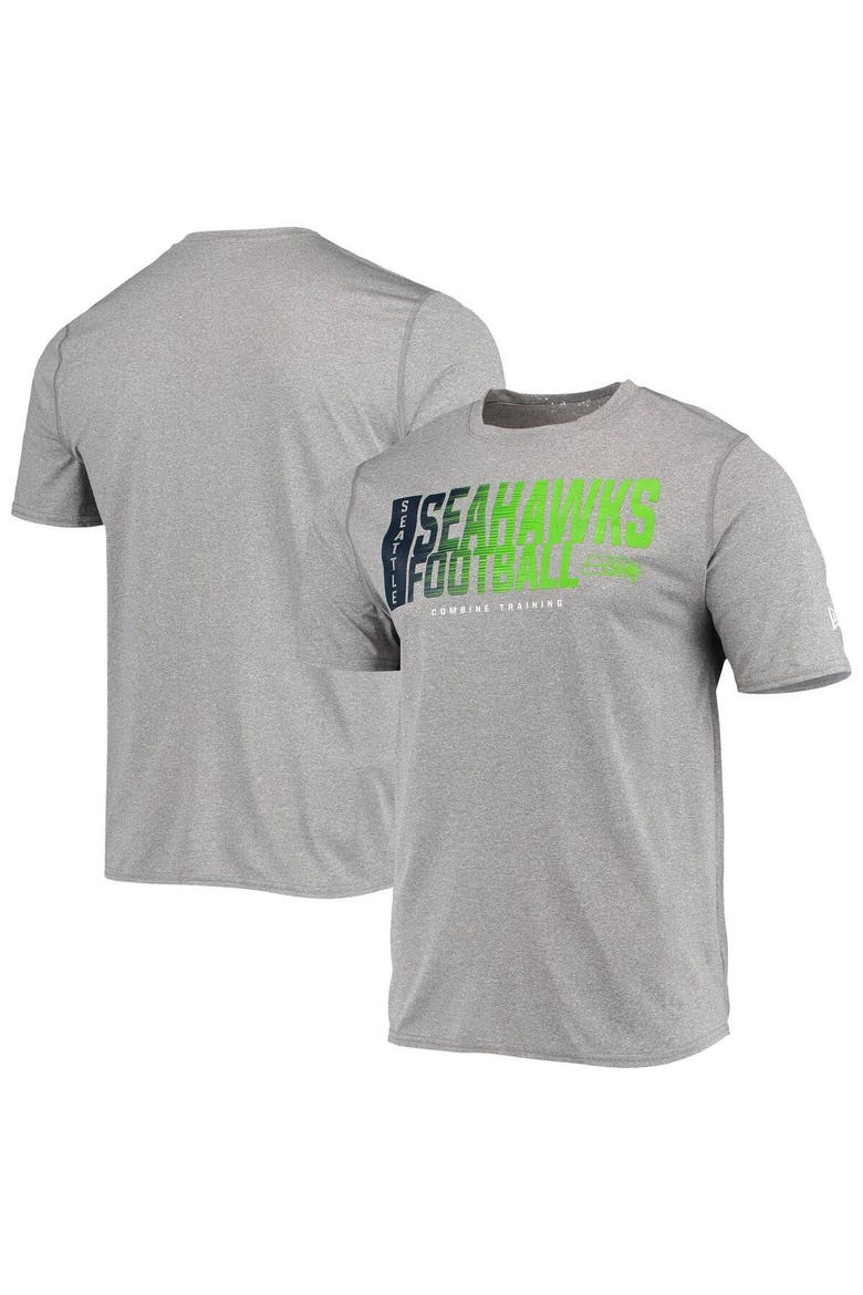 Men's New Era Heathered Gray Seattle Seahawks Combine Authentic Game On T-Shirt, Main, color, Heather Gray