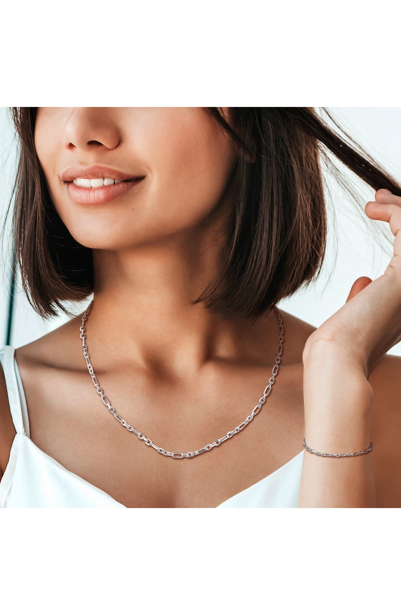 DELMAR Diamond Cut Figaro Rolo Chain Necklace & Bracelet Set, Alternate, color, 