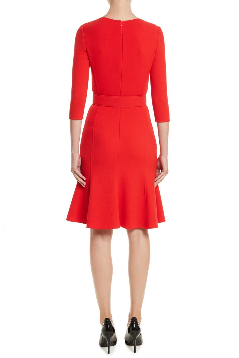 Crepe Fit & Flare Dress, Alternate, color, SCARLET