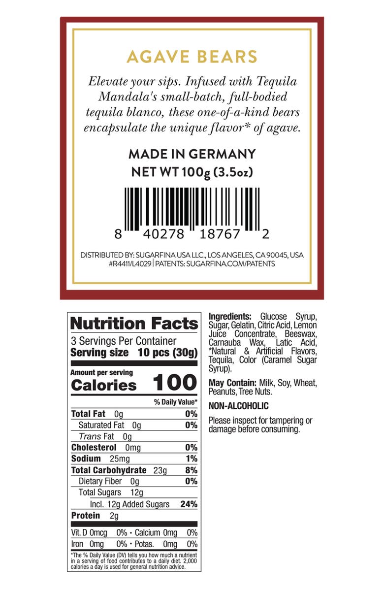 sugarfina Set of 4 Agave Bears Candy Cubes, Alternate, color, 