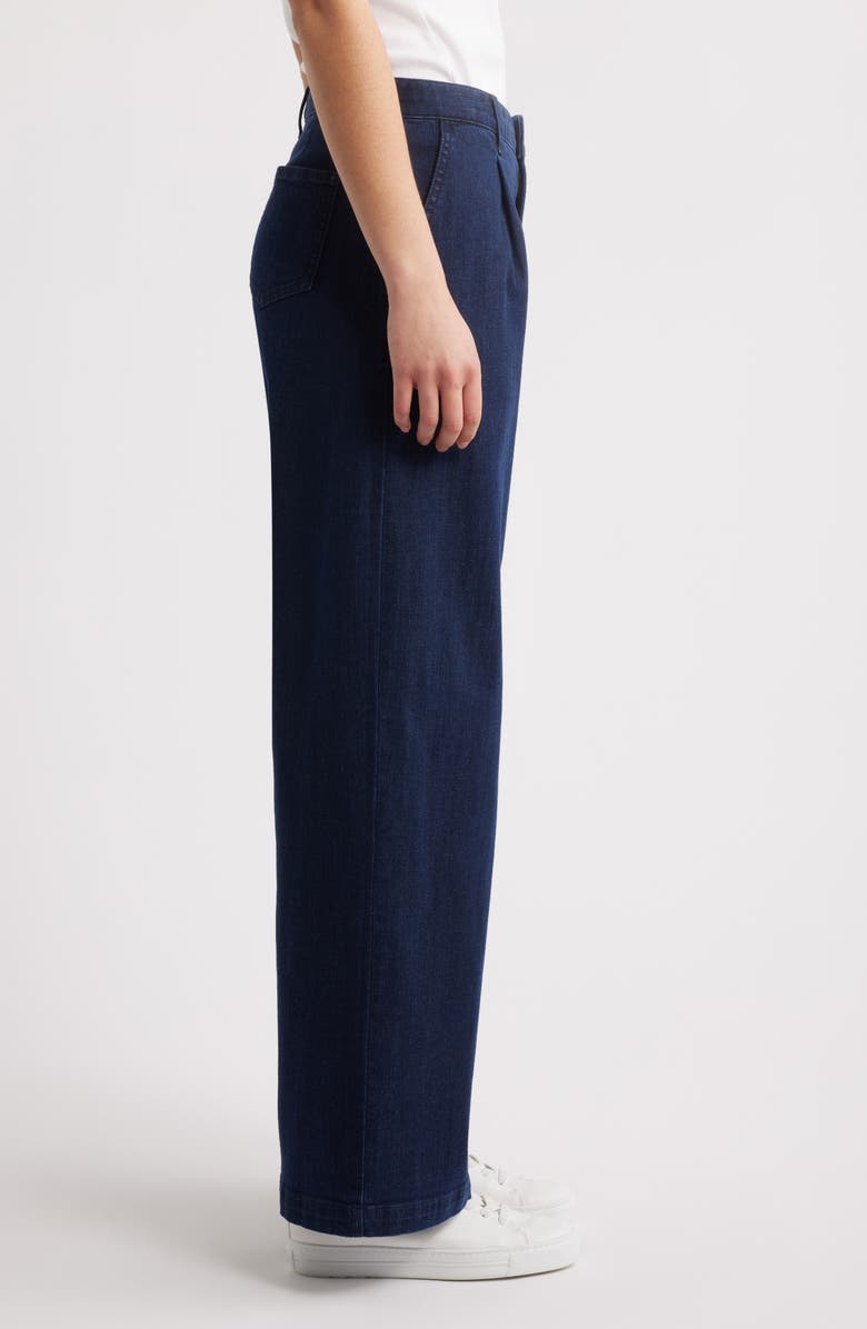 Caslon<sup>®</sup> High Waist Pleated Wide Leg Jeans, Alternate, color, Dark Wash