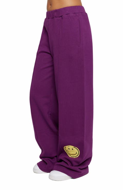 | Smiley Straight Leg Pants , Purple , Large , 4
