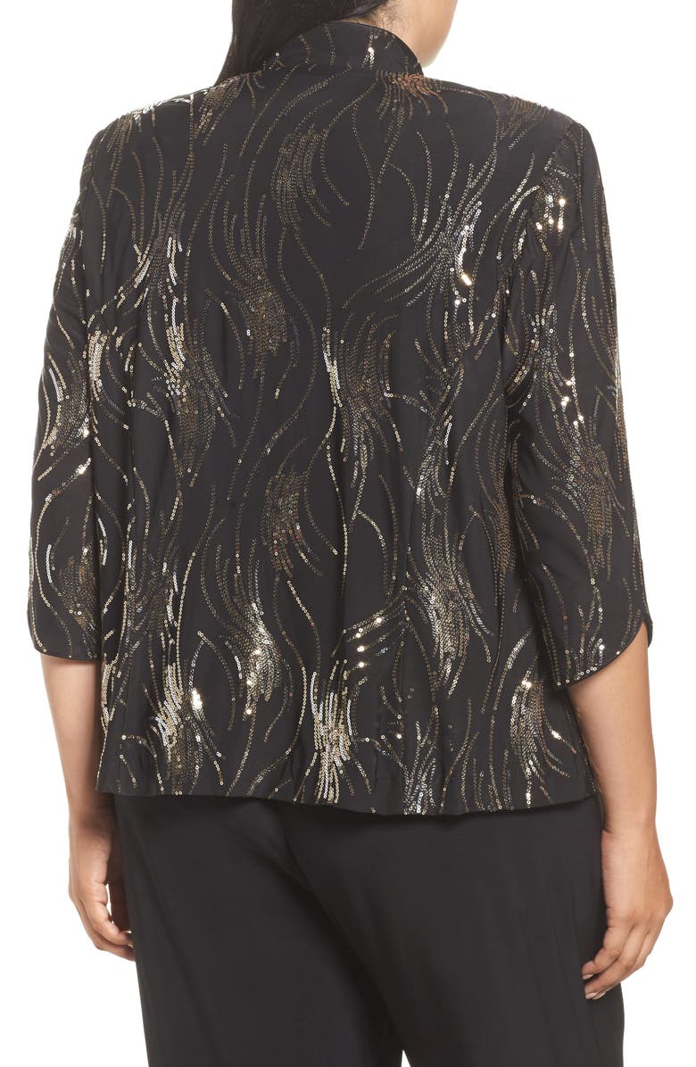 Alex Evenings Sequined Twinset, Alternate, color, Black/Silver