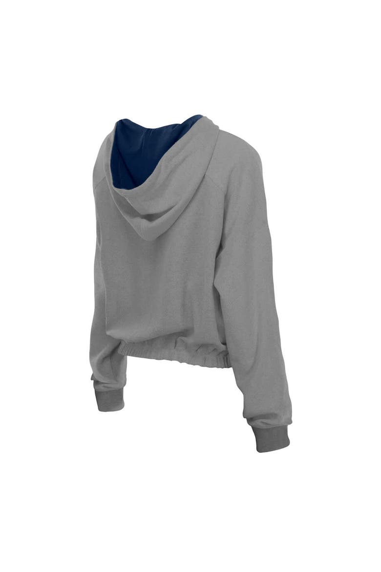 Women's New Era  Heather Gray Houston Astros Reversed Out French Terry Quarter-Zip Banded Crop Hoodie, Alternate, color, Heather Gray
