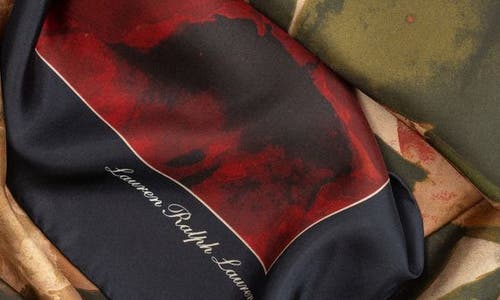 Ralph Lauren Lauren Fall Roses Square Silk Scarf In Blue