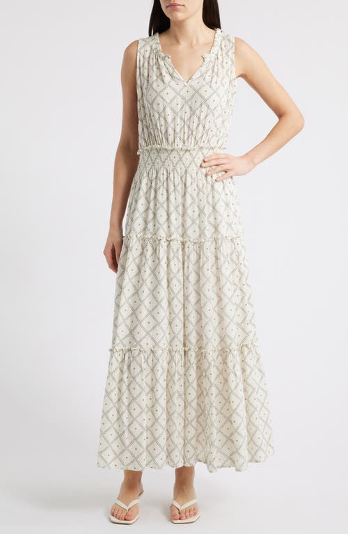 Rails Loulou Diamond Print Sleeveless Linen Blend Maxi Dress In Ivory Zanzibar