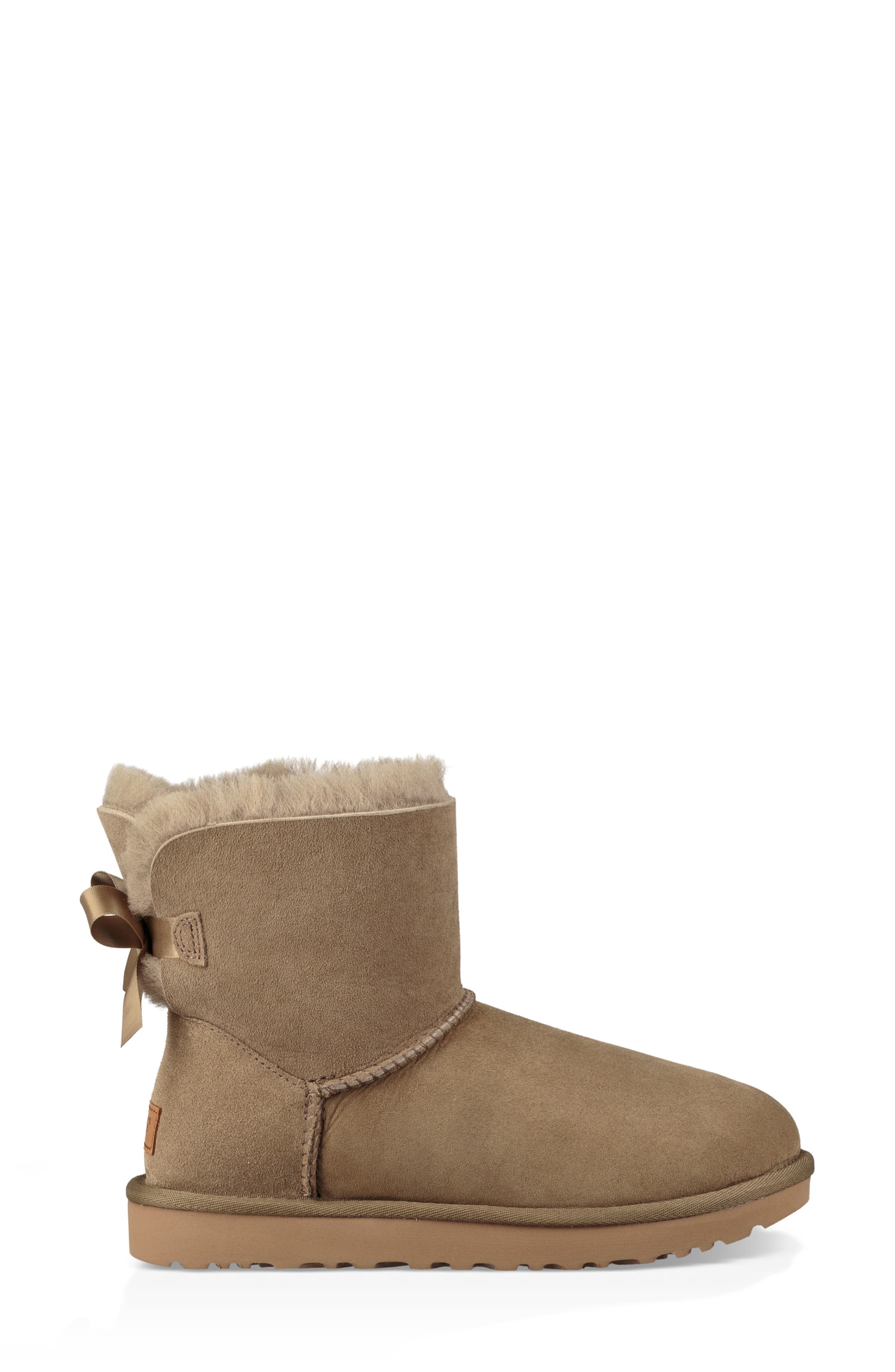 Mini Bailey Bow II Genuine Shearling Bootie, Alternate, color, ANTELOPE SUEDE