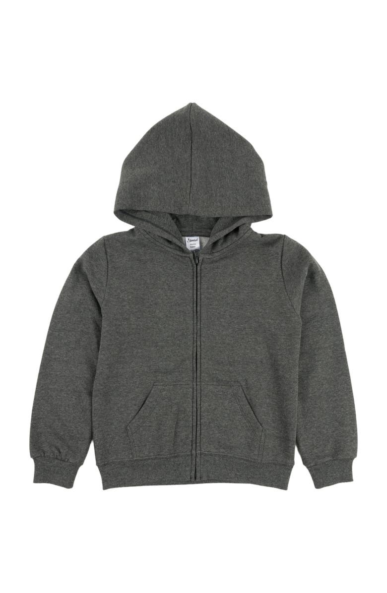 Leveret Kids Zip-Up Sweatshirt Hoodie, Cotton Blend, Solid Colors, Alternate, color, Dark Gray
