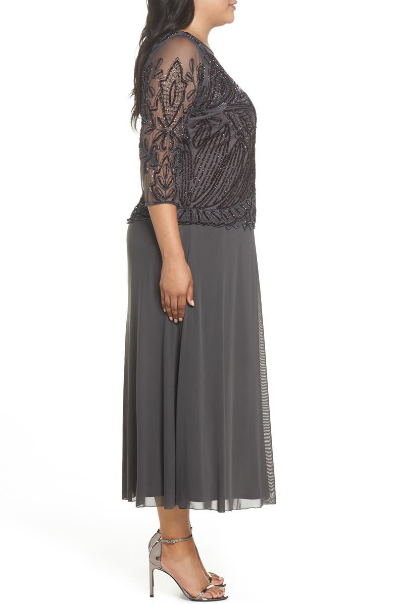 Pisarro Nights Illusion Neck Beaded A-Line Gown, Alternate, color, 