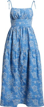 Julia Jordan Cotton Blend Eyelet Midi Sundress