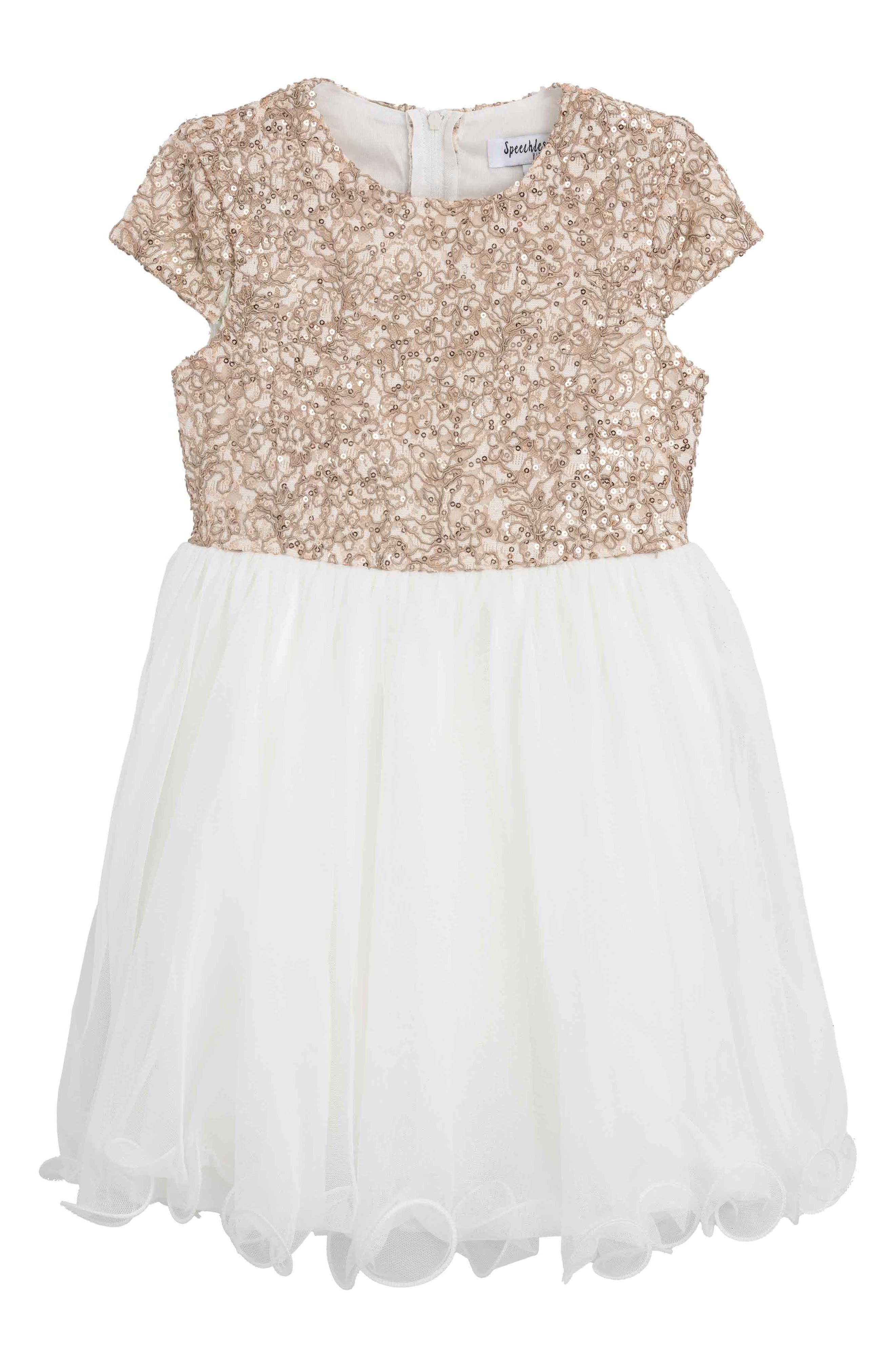 Kids' Sequin Lace & Tulle Fit & Flare Dress