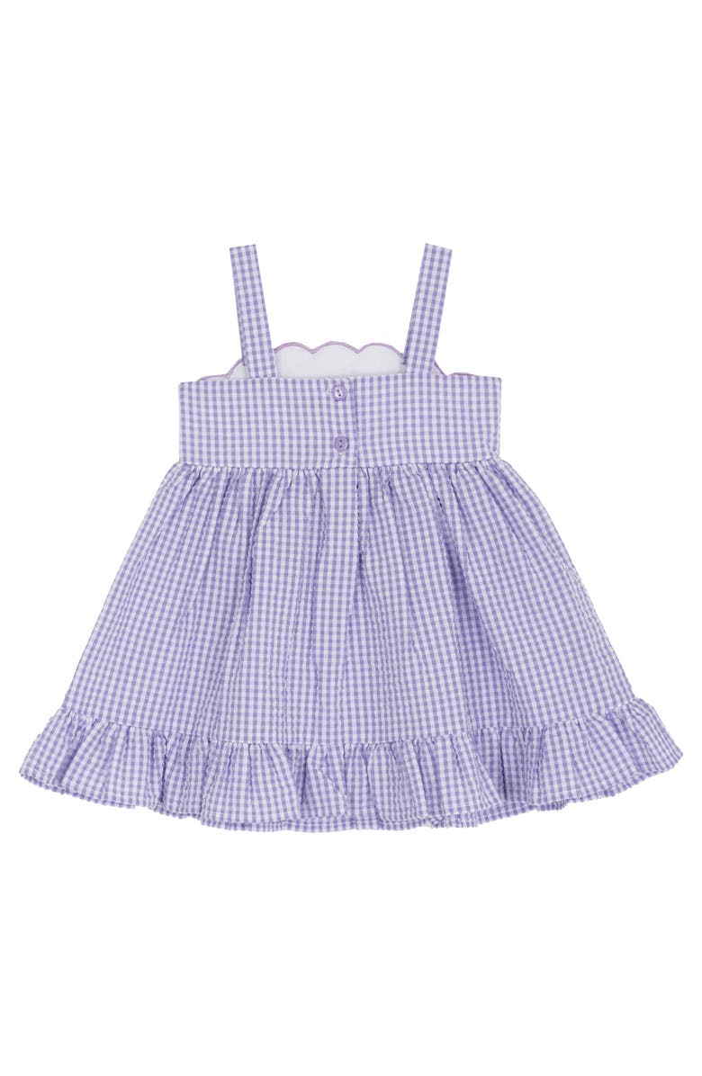 Rare Editions Lilac Scallop Seersucker Dress & Bloomers, Alternate, color, Lilac