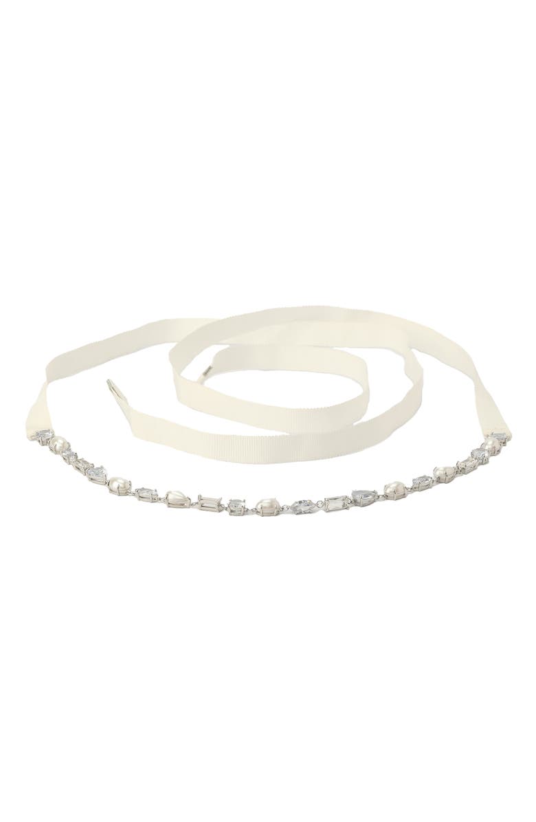 Kate Spade New York imitation pearl bridal belt, Alternate, color, 