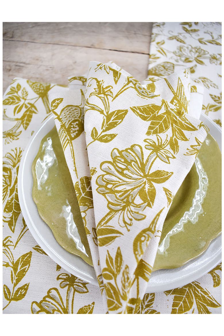 Honeysuckle Cotton Twill Dinner Napkins, Alternate, color, CHARTREUSE