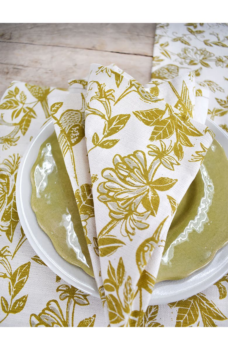 FRENCH HOME Honeysuckle Cotton Twill Dinner Napkins, Alternate, color, Chartreuse