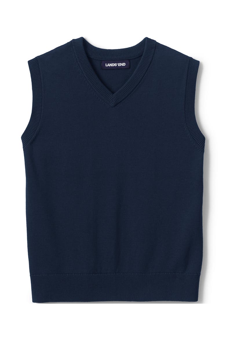 School Uniform Kids Cotton Modal Fine Gauge Sweater Vest, Main, color, Classic Navy