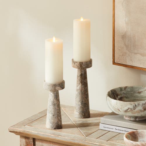 Napa Home & Garden Terrene Candle Stands, Set Of 2 In Gray
