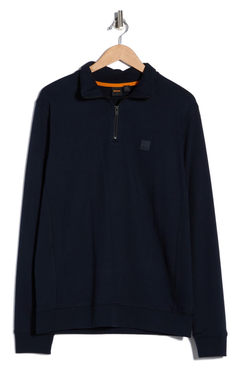 BOSS Zetrust Quarter Zip Pullover, Alternate, color, Dark Blue