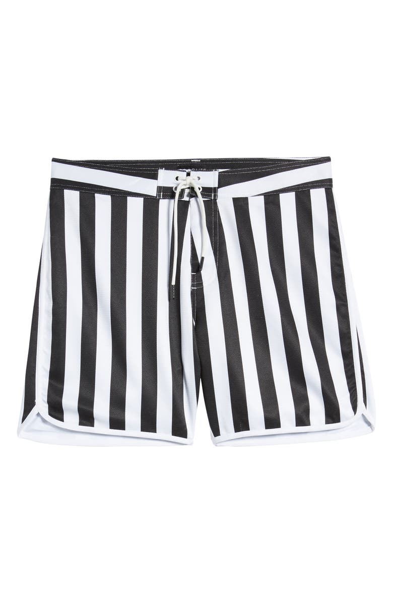 Goodlife Slim Fit Scallop Stripe Board Shorts, Alternate, color,